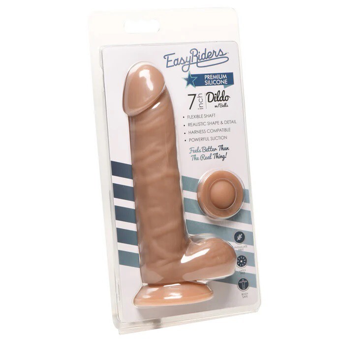 Curve Toys Easy Riders 7″ Silicone Dildo w Balls Medium – Vaginal Anal Dong