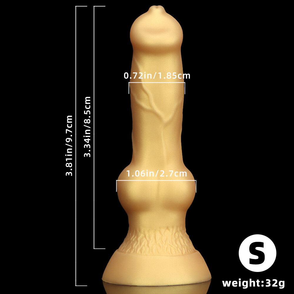 S/M Gold Soft Silicone Knot Realistic Penis Dildo Suction Cup Butt Plug Sex Toys