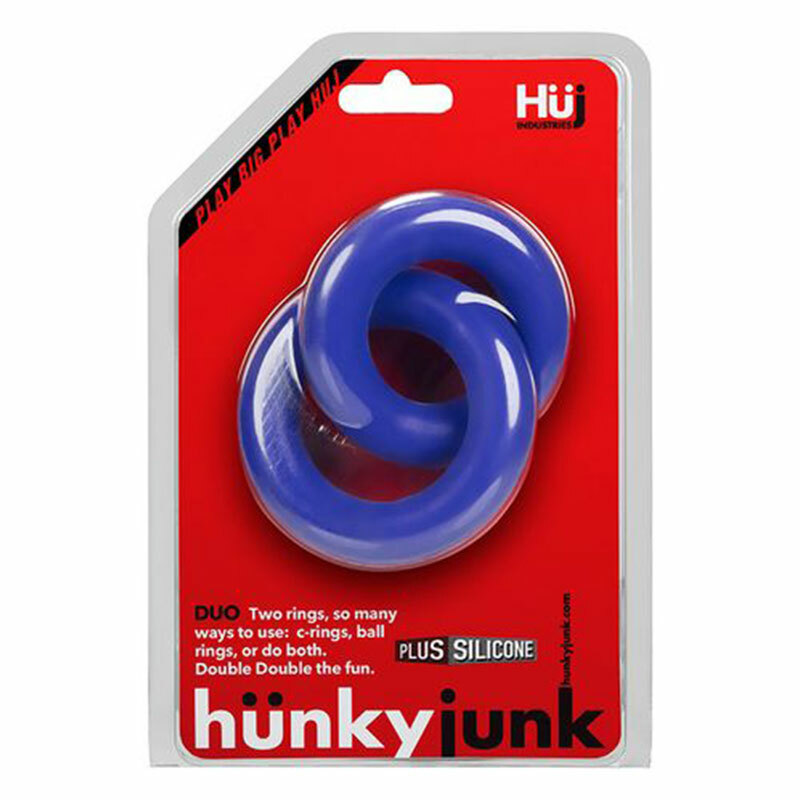 Hunkyjunk DUO Blue Linked Cock Ball Rings Male Erection Enhancement Sex Toys