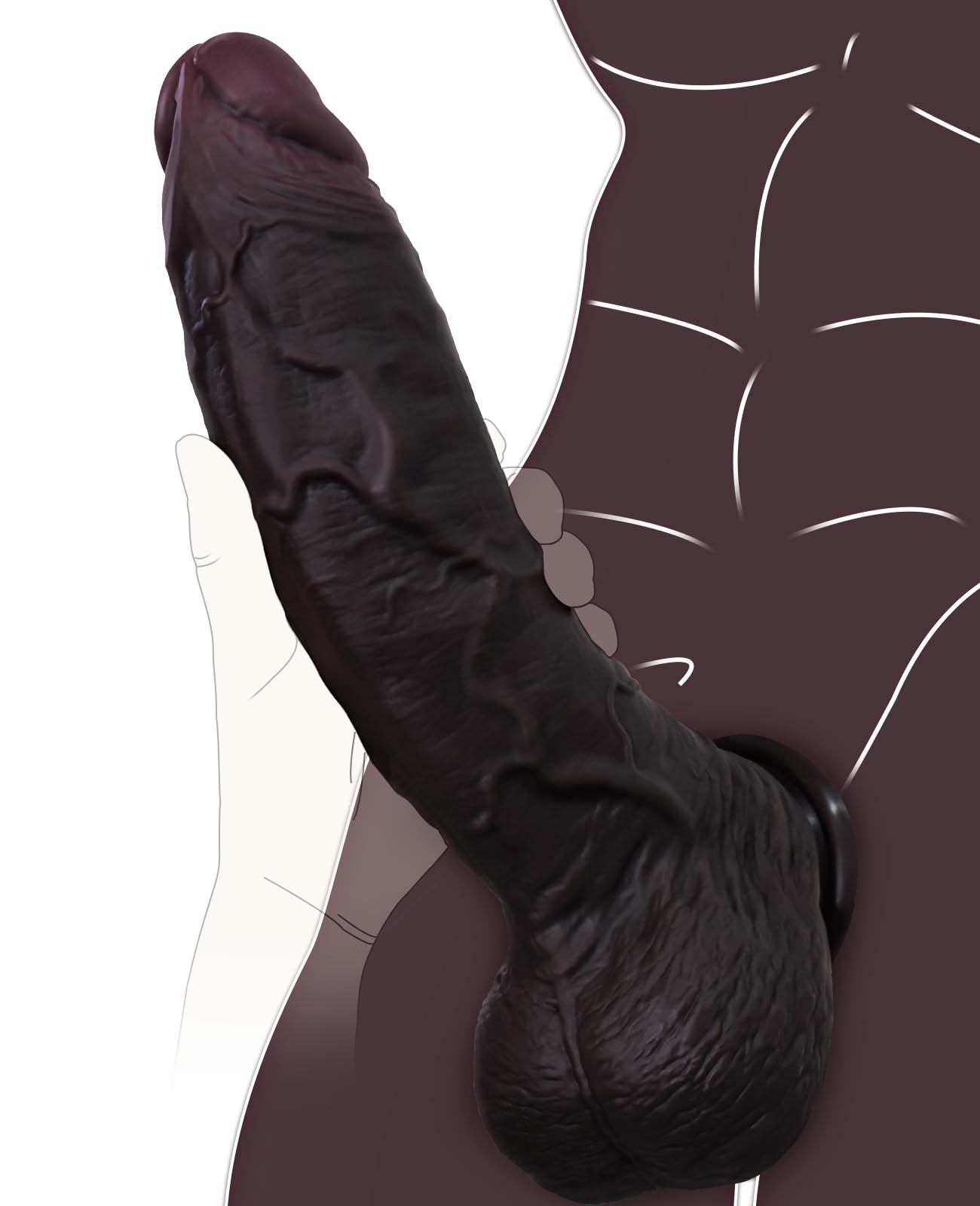 11 inch Black Huge Thick Dildo, Dual Density Silicone Soft Real Skin Touch Bi…