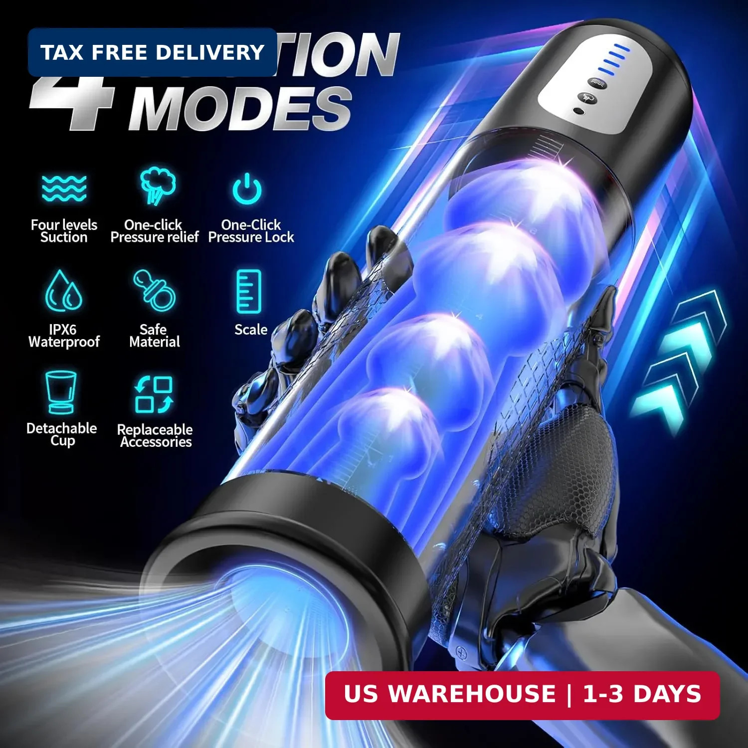 Electric Penis Pump Sex Toys – Automatic Penis Extender Enlargement Pump with 4