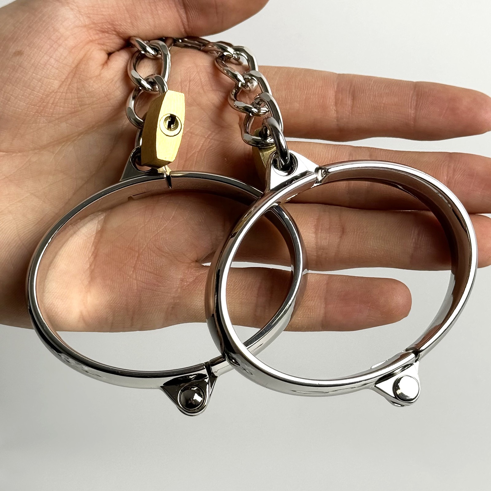 Silver Metal Wrist Ankle Cuff Stainless Steel Bracelet Restraint Bondage BDSM