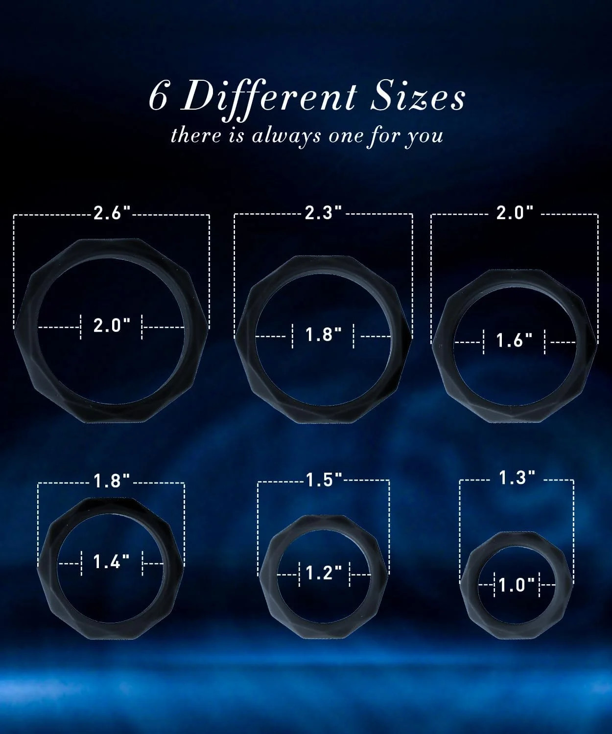 Sex Toys Penis Ring Silicone Cock Rings for Men Erection Sex, 6 Sizes Cockring E