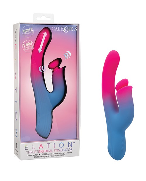 California Exotic Novelties Elation Thrusting Dual Stimulator, Blue/Pink