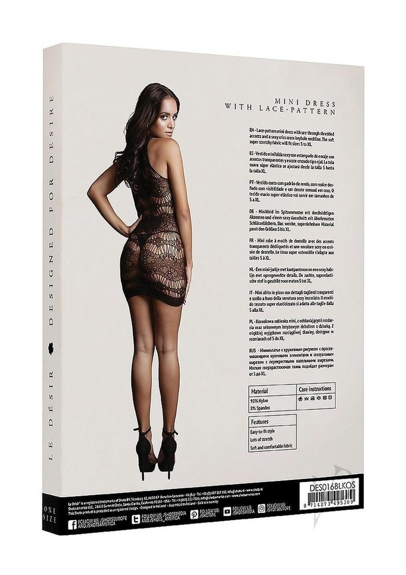 Le Desir Criss Cross Neck Mini Dress – O/S – Black