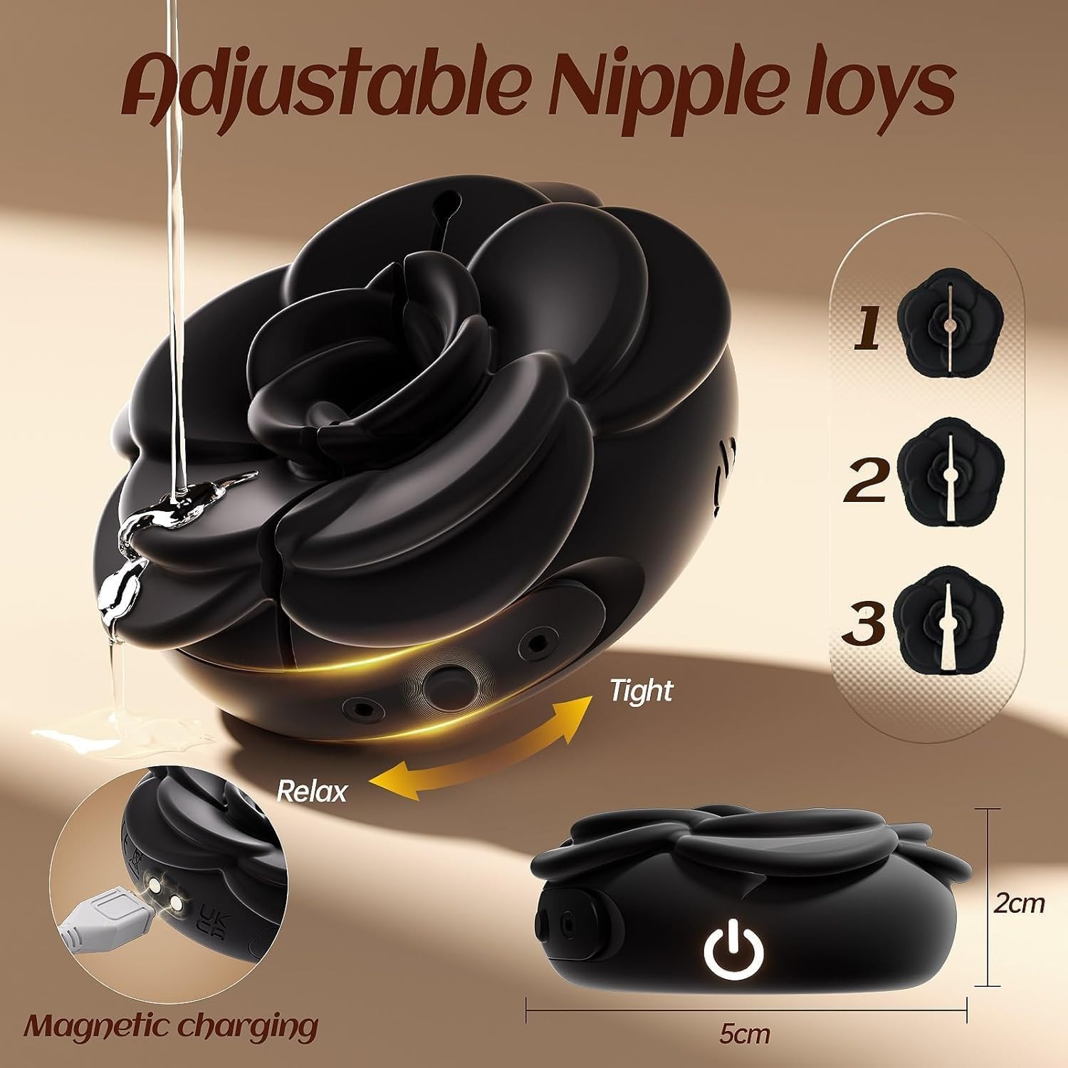 Nipple Toys Rose Toy – Nipple Clamps BDSM Toys with 9 Vibrating Modes Female