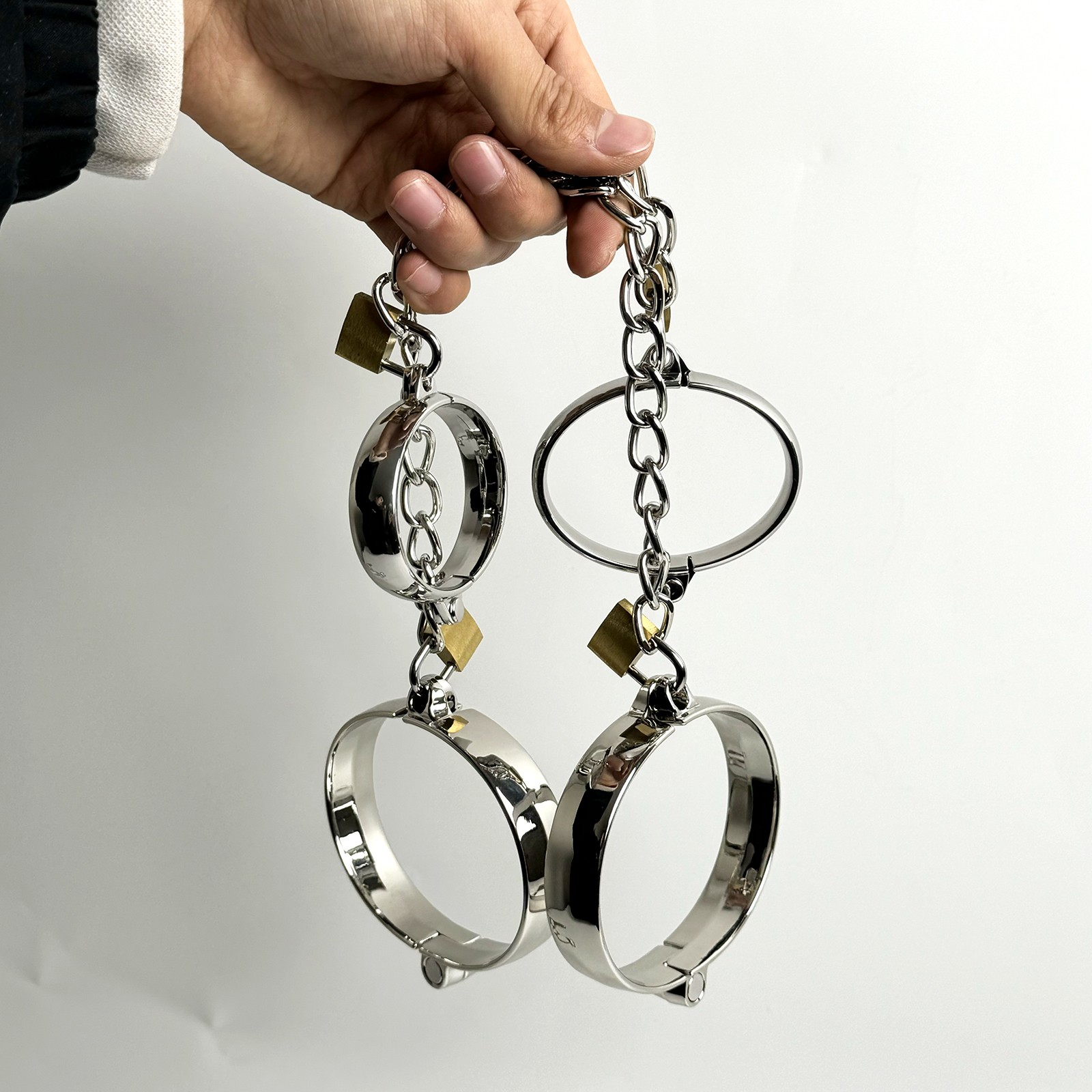 Silver Metal Wrist Ankle Cuff Stainless Steel Bracelet Restraint Bondage BDSM