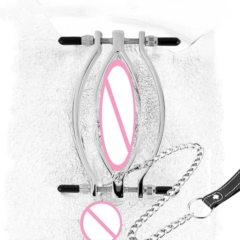 Chastity Labia Clips Vaginal Broaden Metal BDSM Clitoris Clamps Women Sex Toys