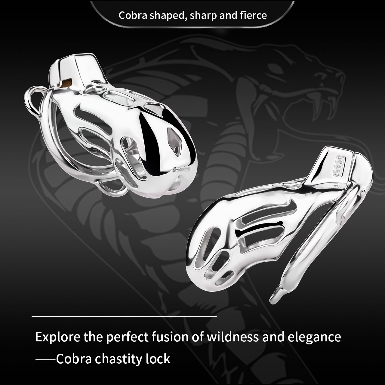 4 Male Stainless Steel Snake Penis Chastity Device Strap-on Lock Cage Men BDSM