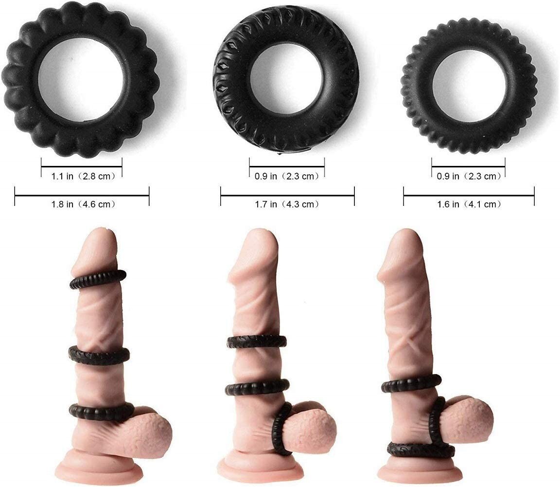 Tight Grip 4x Ball & Cock Ring Hard Erection Penis Ring Adult Mens Sex Toy +