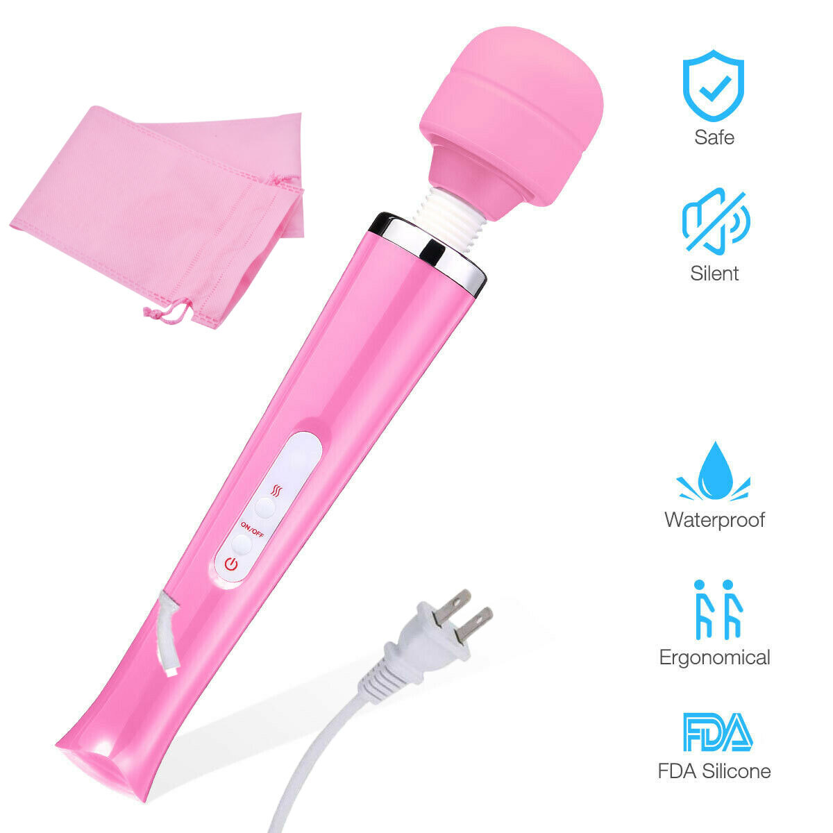 Waterproof Full Body Massager Massage Wand Vibrating Multispeed Therapy Motor
