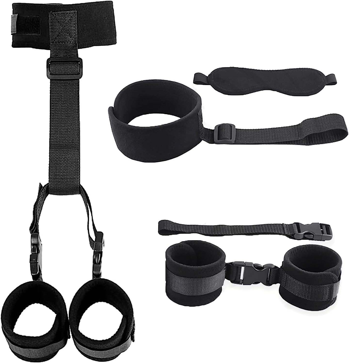 BDSM Neck to Wrist Restraints Bondage Set – Behind Back Handcuffs Black