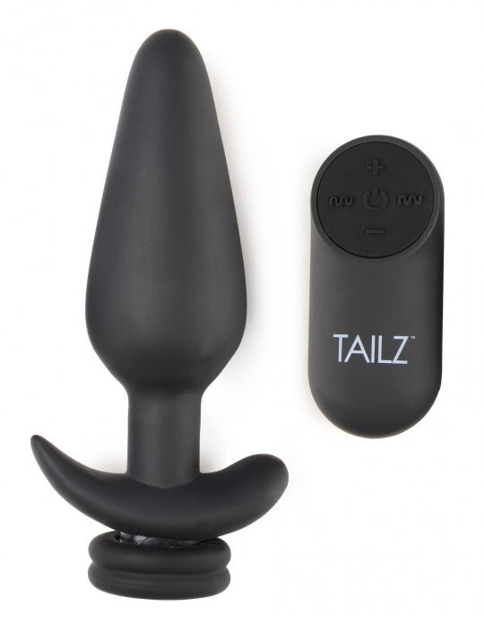Interchangeable 10X Vibrating Silicone Anal Plug w Remote Small Ass Butt Pet Pla