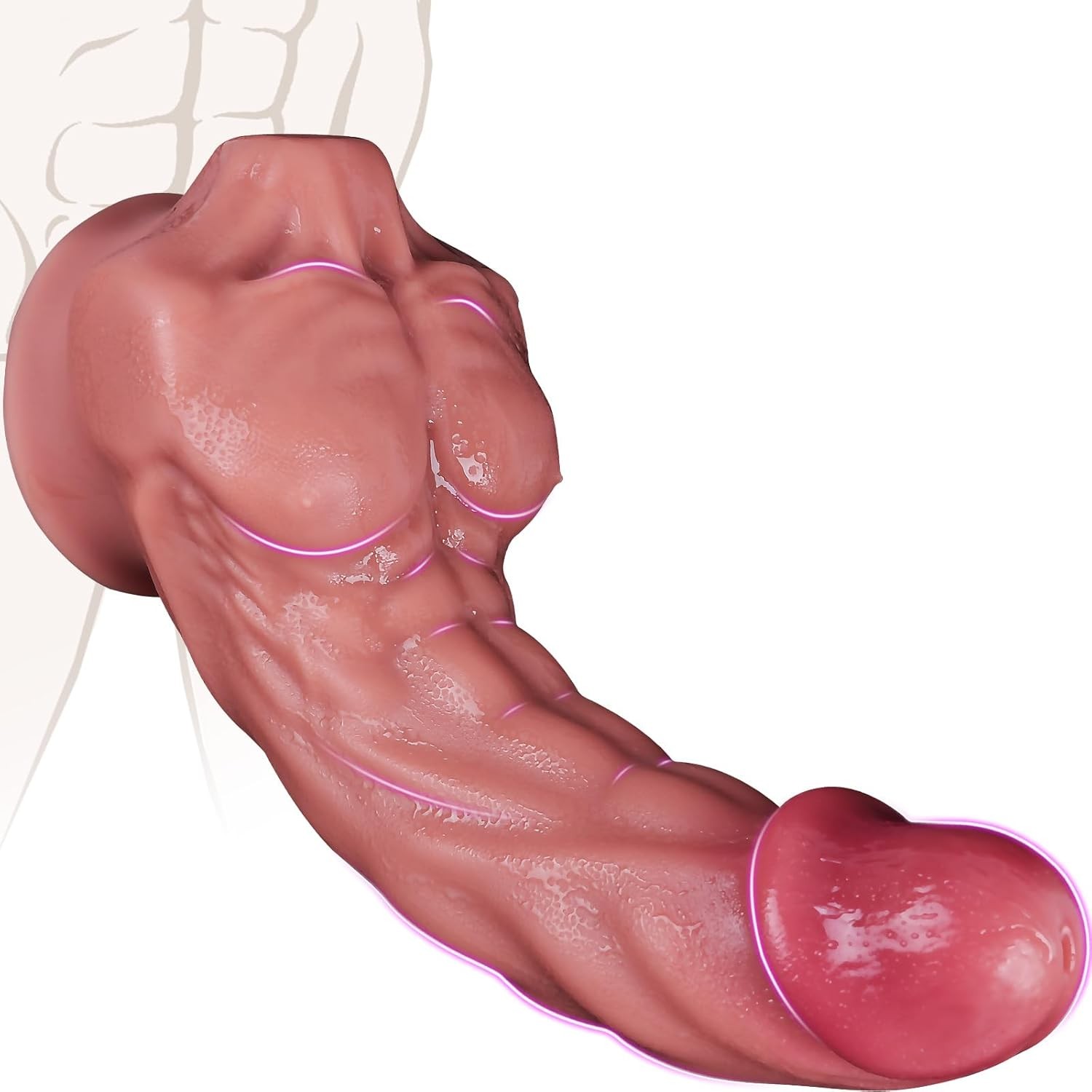Huge Thick Dildo with Abdominal Dildos, 8.27” Muscular Realistic Dildo with Str