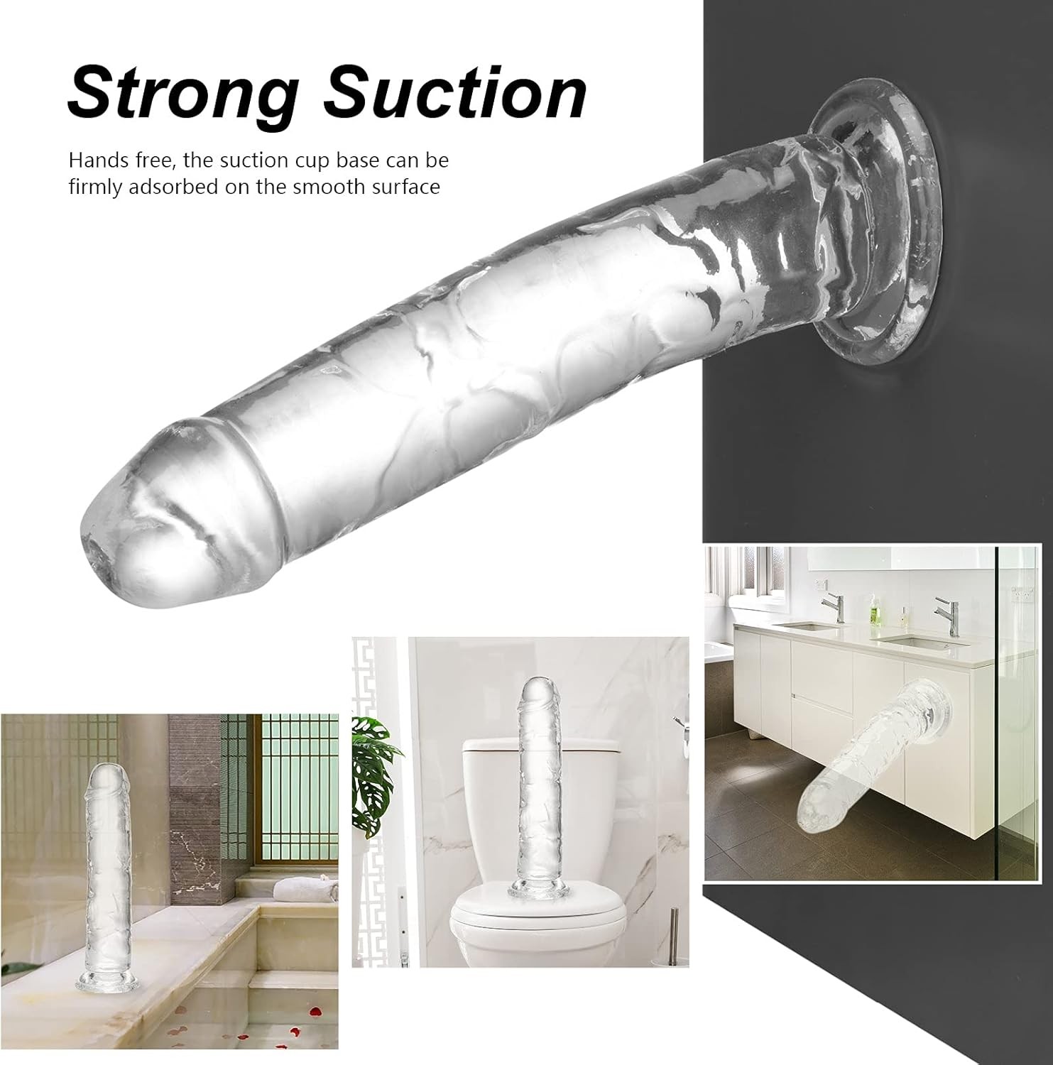 Realistic Dildo 7.1 inch, Clear Dildo with Strong Suction Cup for Hands-Free Pla