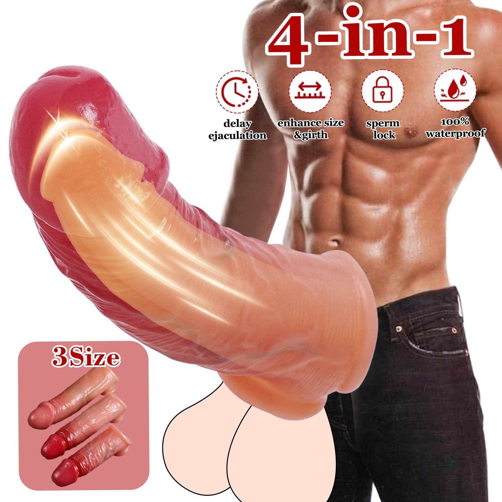 Penis-Extension-Extender-Sheath-Sleeve-Men Big-Male Cock-Girth-Enlarger-Enhancer