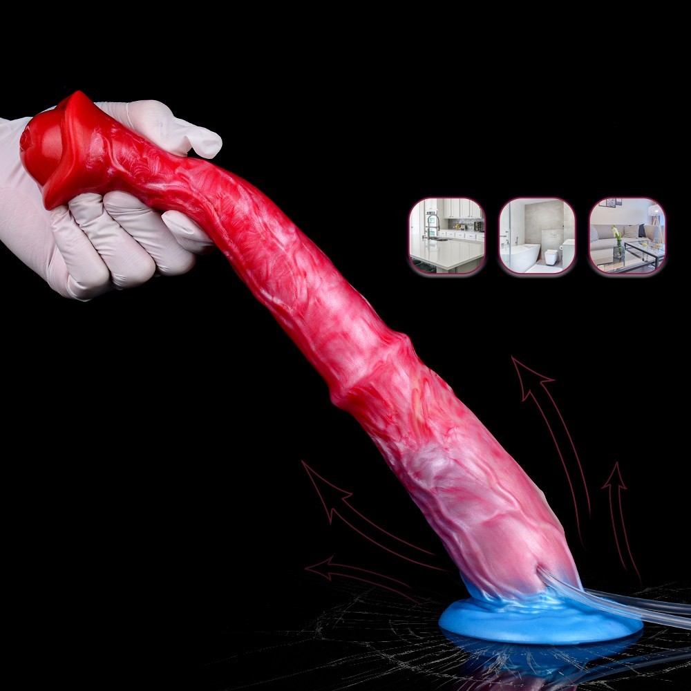 Large Ejaculation Inflatable Anal Plug Silicone Squirting Penis Sucker Dildo