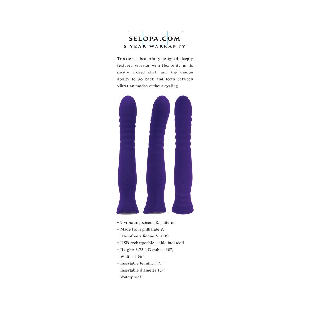 Selopa Trixxxie Purple Silicone Rechargeable Vibrator Vibe by Evolved Novelties