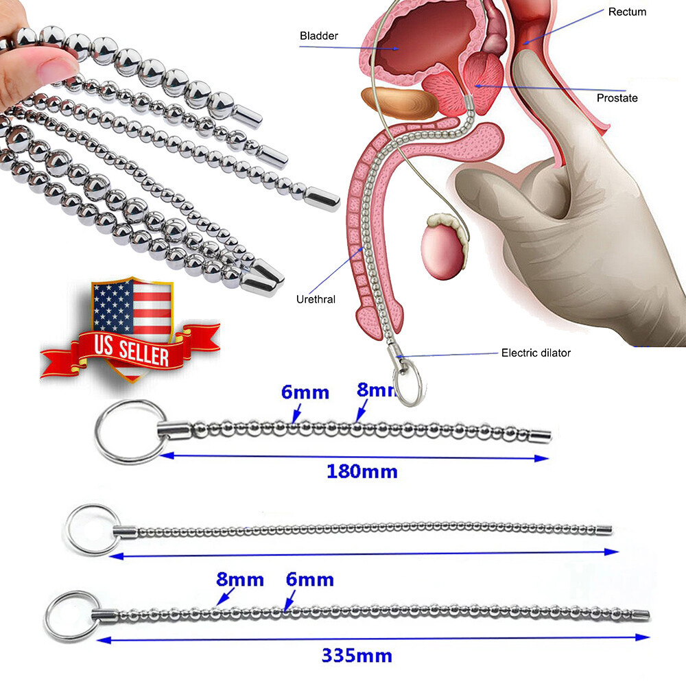 E-stim Shock Stainless Steel Penis Plug Dilator Stretcher Beads for Male Sex Toy