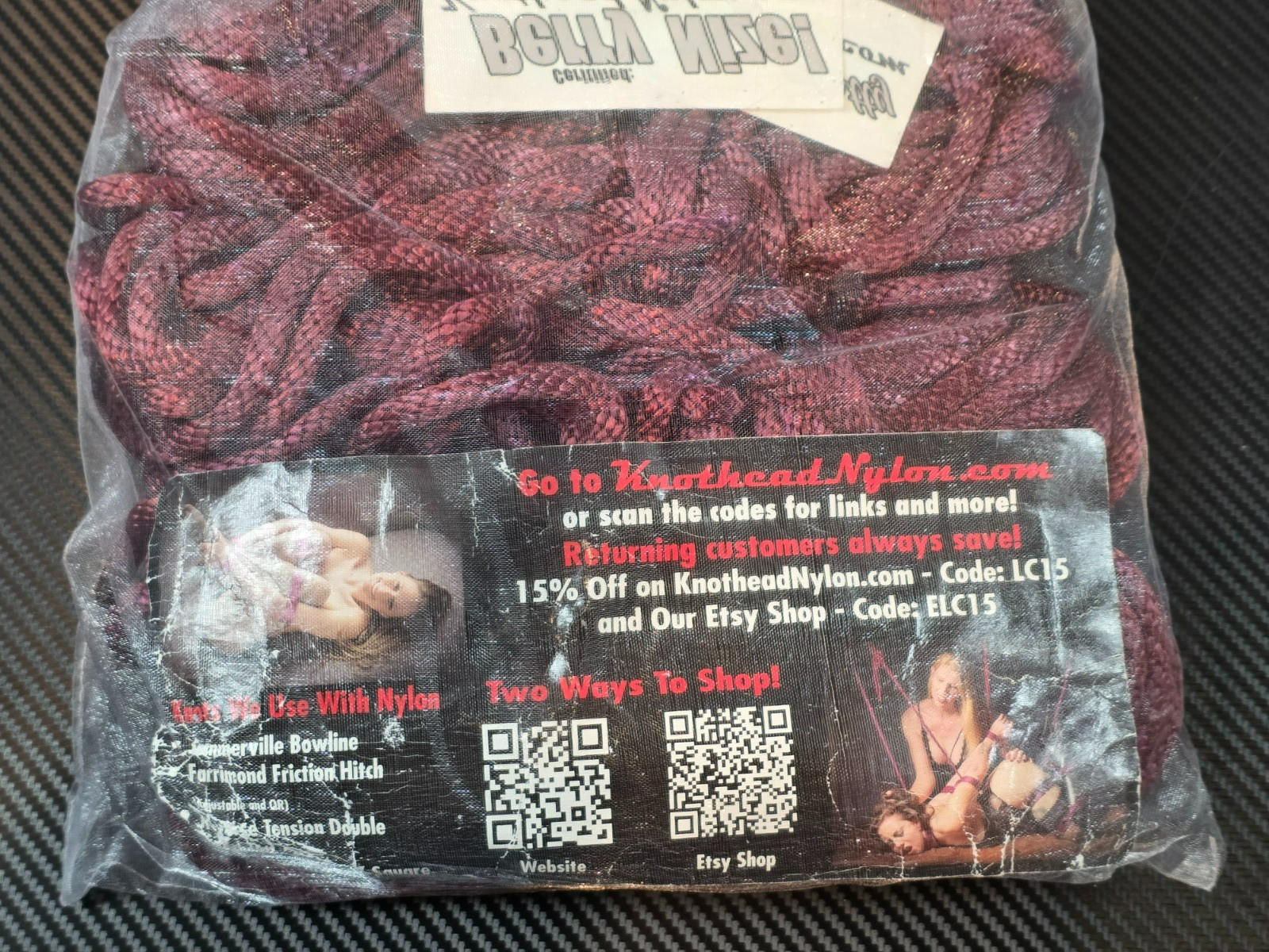 Knot Head Nylon Burgundy Set of 4 x 15′ Rope & 2 x 30′ Rope Body Harness Rolepla