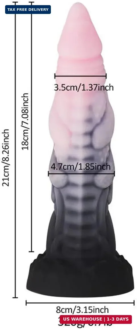 8.26” Liquid Silicone Realistic Dildo, Gradient Color Penis for Vaginal and Ana