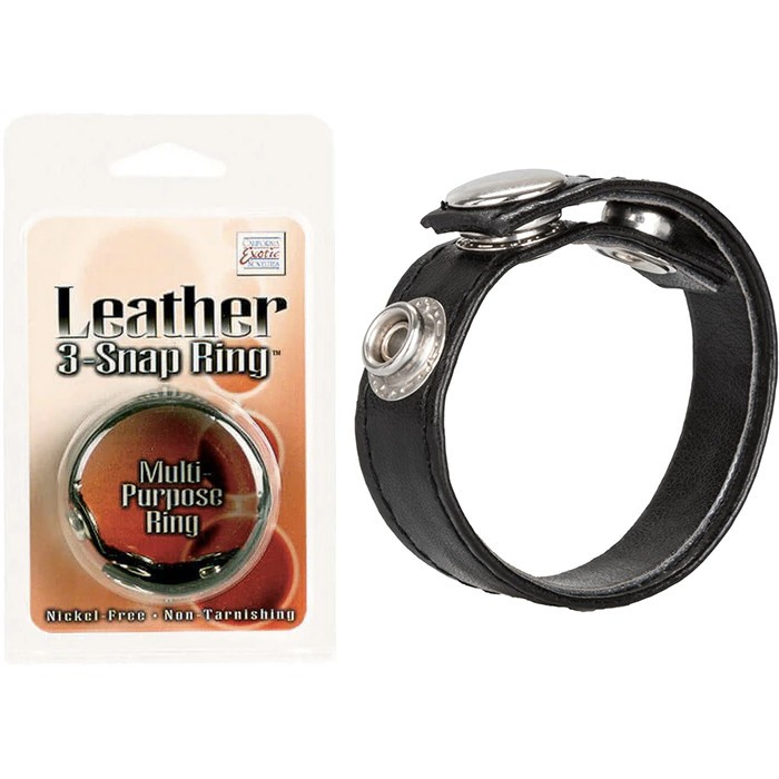 Leather 3-Snap Ring – Multi-Purpose Adjustable Penis Erection Enhancer Cock Ring