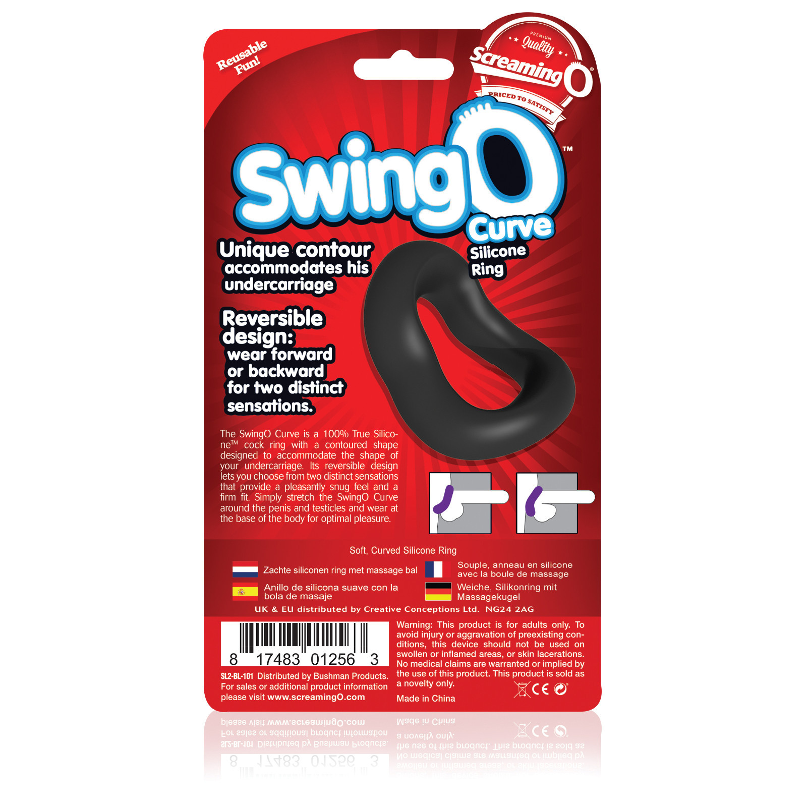 Swingo Curved Cock Ring Black – Male Enhancer Prolong Delay Sex Toy