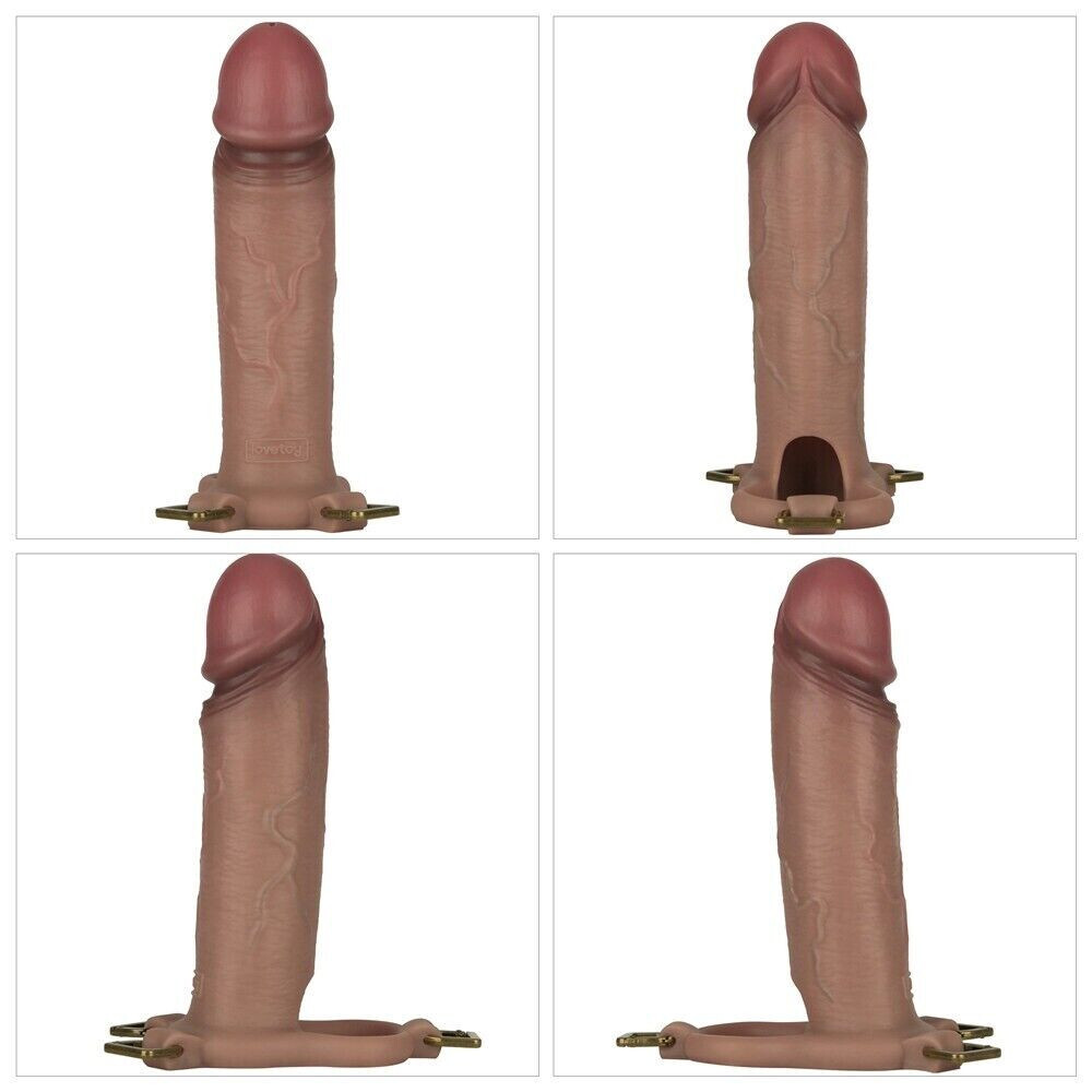 9 inch Silicone Hollow Strap On Set with Rod & PU Leather Harness ED for Men