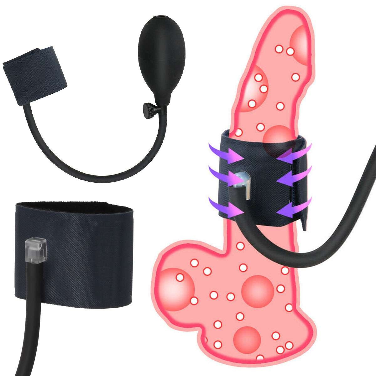 Male Inflatable Penis Extender Stretch Sleeve Penis Pump Enhancer Enlarger Ring