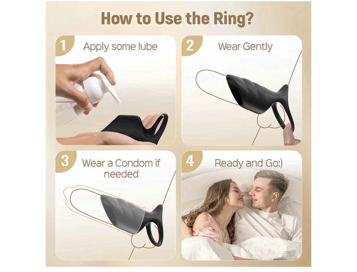 Vibrating Ring Sleeve for Adults 10 Modes Rechargeable Silicone Intimate Massage