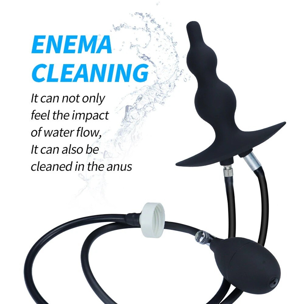 Inflatable Colon Cleanser Shower Enema Douche Nozzle Silicone Anal Cleaner Toys