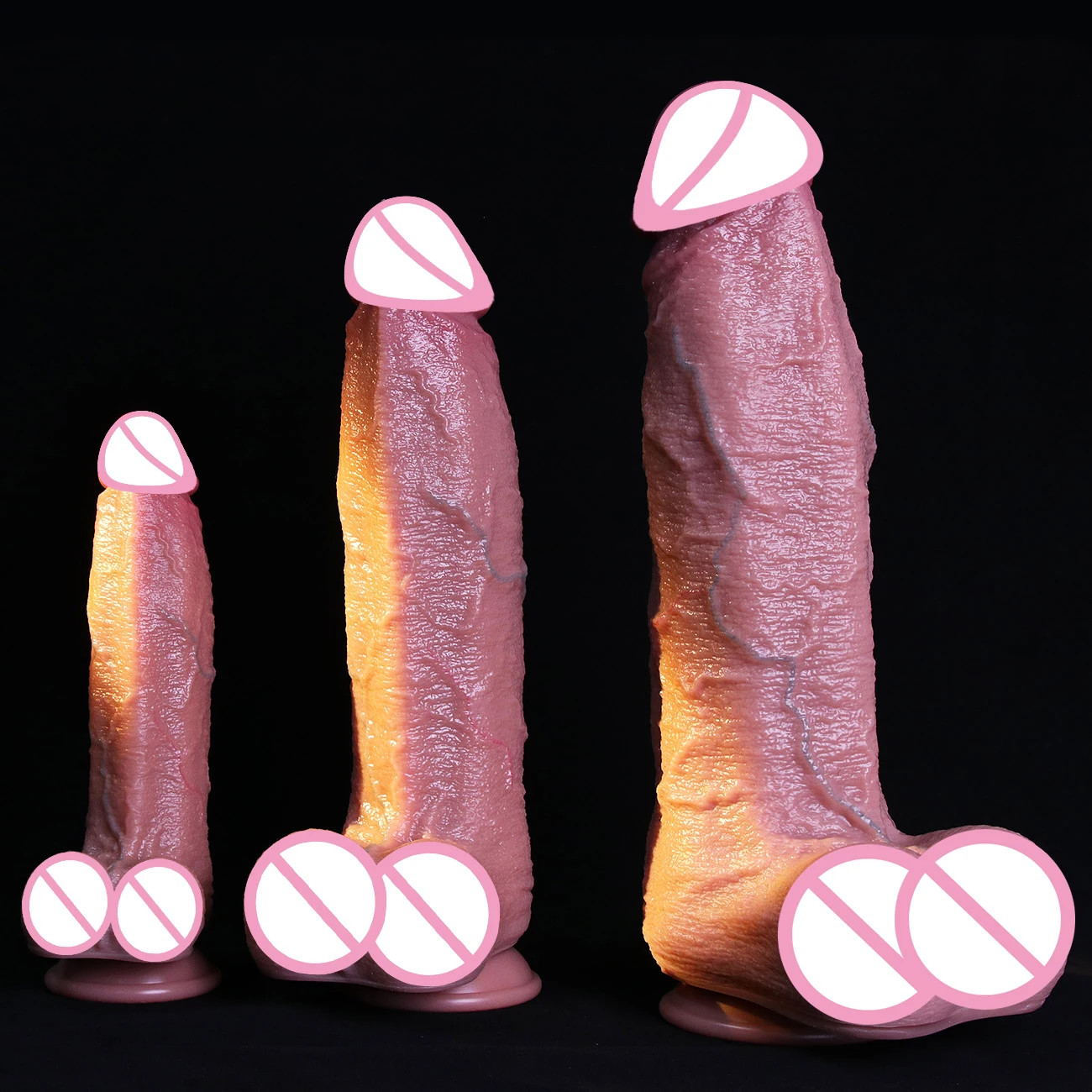 3 Sizes Realistic Dildo Huge Thick Fake Penis Double Silicone Cock Masturbation