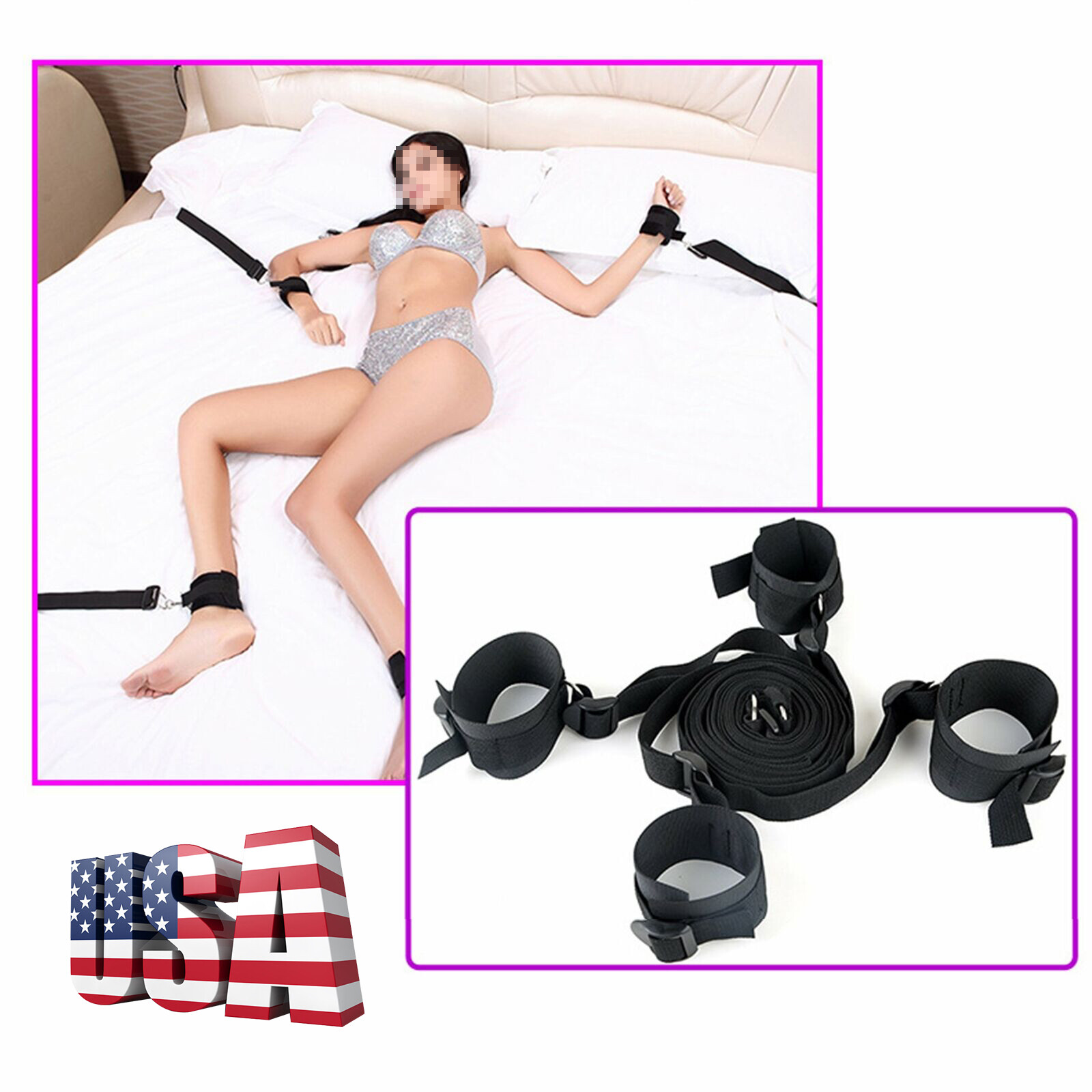 BDSM Bed Bondage Handcuffs Leg Cuffs Restraint Straps Sex Toys For Couples Women