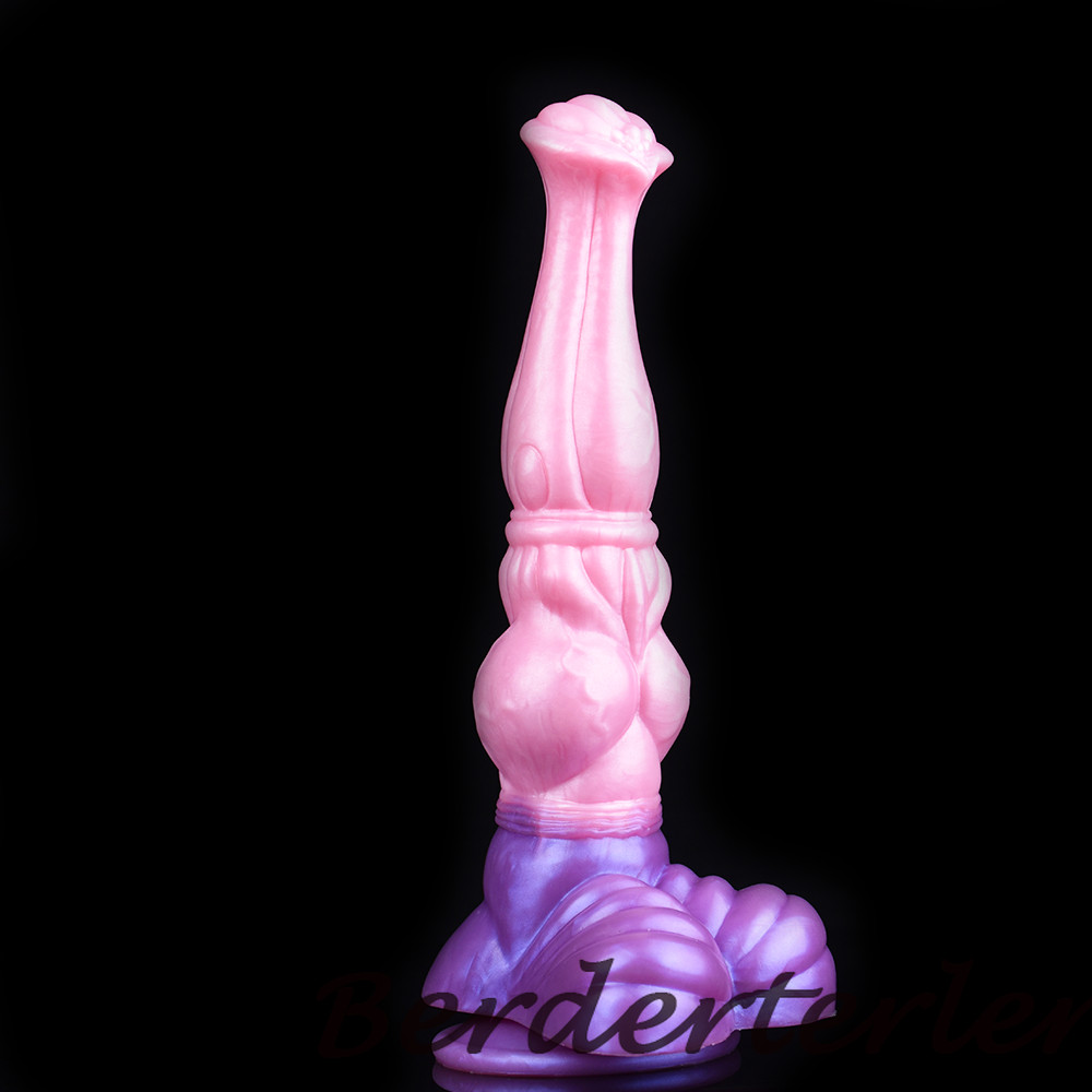 FAAK Silicone Long Penis Fantasy Huge Knot Dildo with Sucker Sex Toys for Women