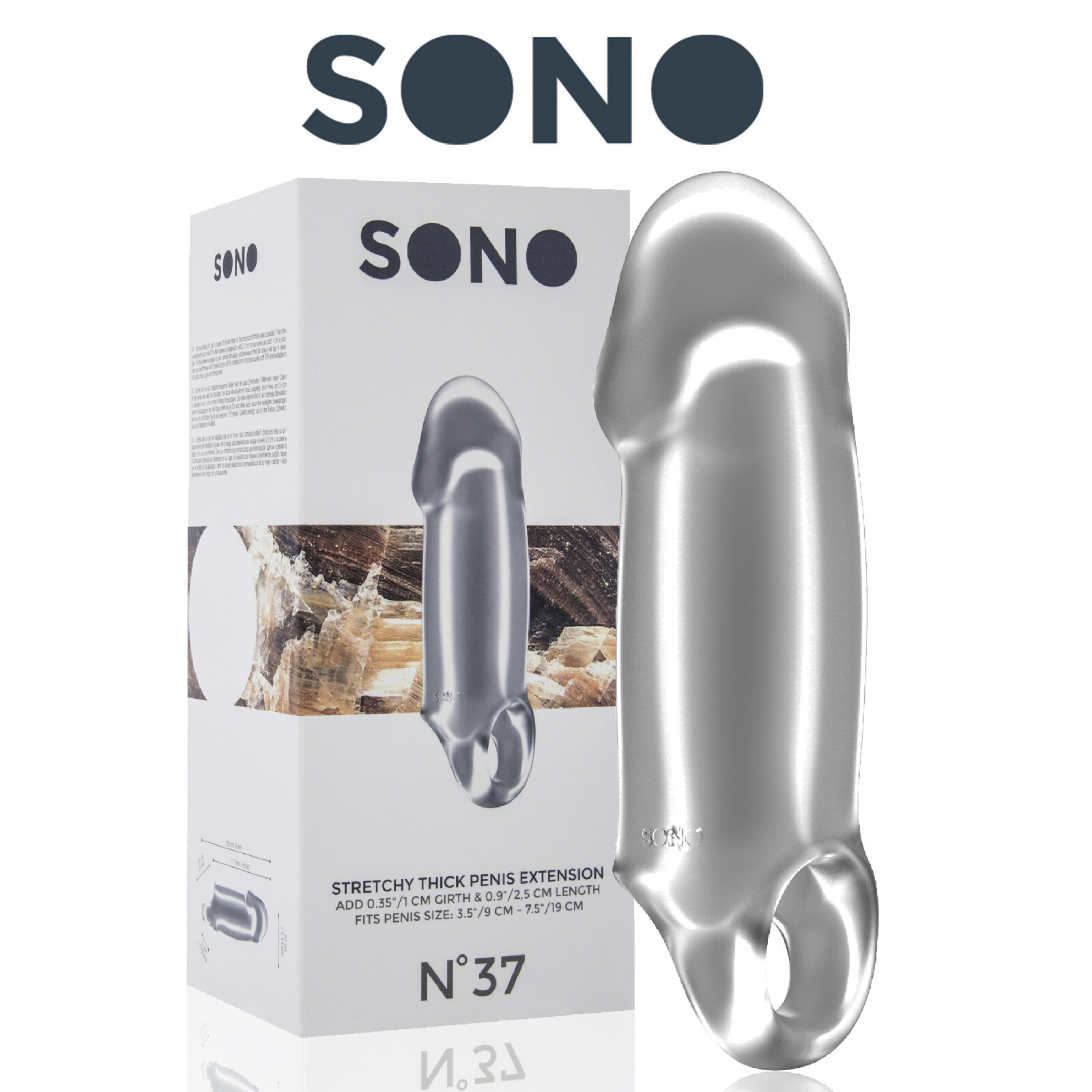 Shots Sono 37 Stretchy Penis Thick Extension Enlarger Clear Penis Extension