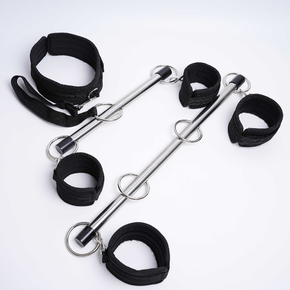 Steel Hand Open Leg Spreader Bar Wrist Ankle Cuffs Restraints Lockable Sex Toys