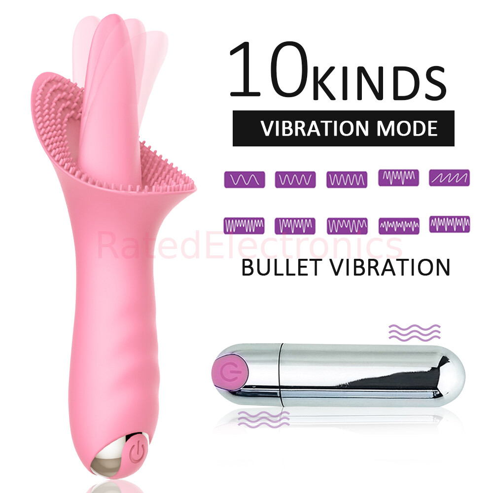 Vibrating Tongue Licking Clit Vibrator G-Spot Sucking Oral Massager Sex Toy USA