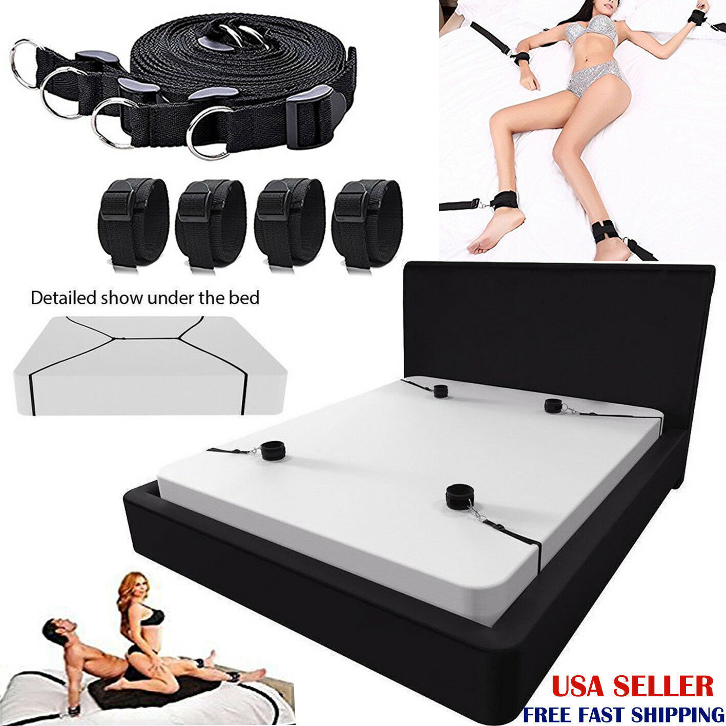 Bed-Bondage-Set-Restraint-Harness-Kit-Fetish-DBSM-Sex-Toy-Adult-Couple-SM-Slave