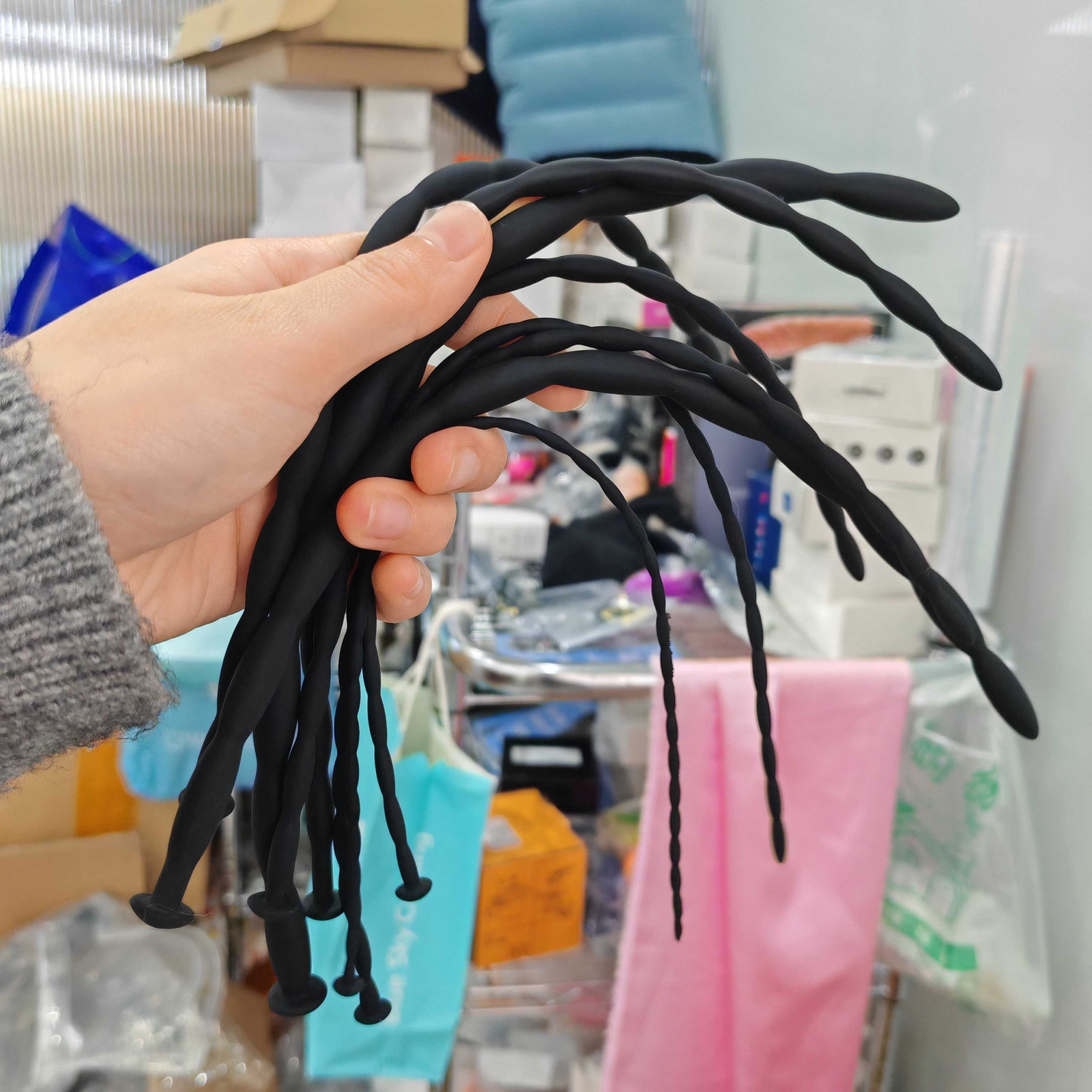 3-10mm Ribbed Silicone Urethral Sounding Dilator Penis Plug/ Rod for Men Bondage
