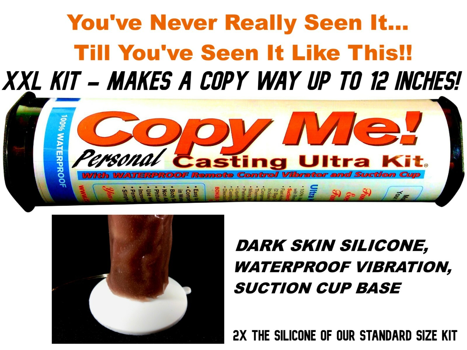 XXL DARK SKIN Penis Casting Molding Vibrator Maker / SUCTION CUP BASE Copy Kit