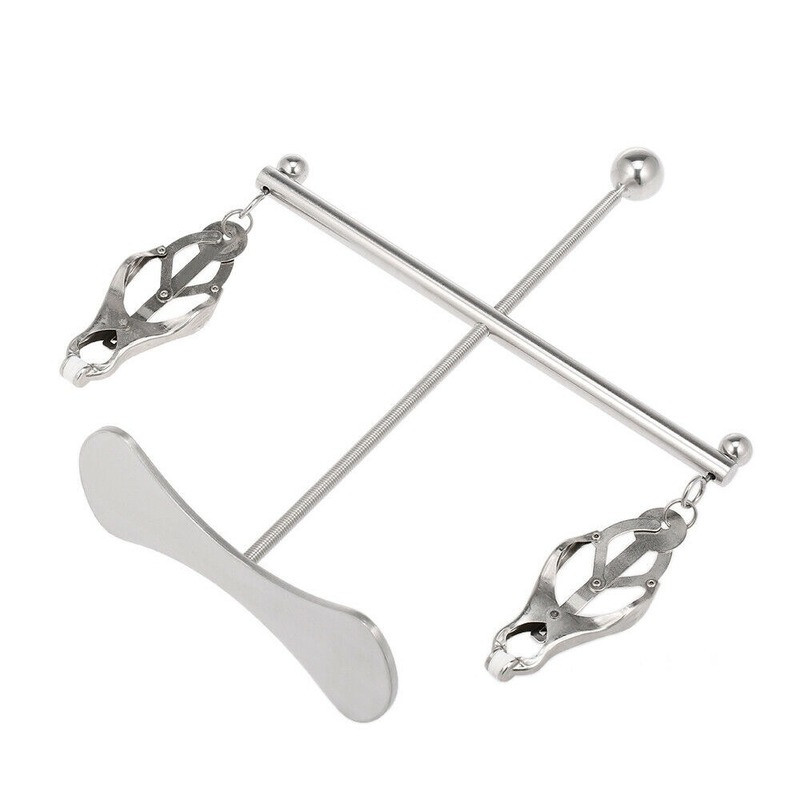 Stainless Steel Clip Nipple Clamps Breast Stretching Fixation Torture BDSM Women