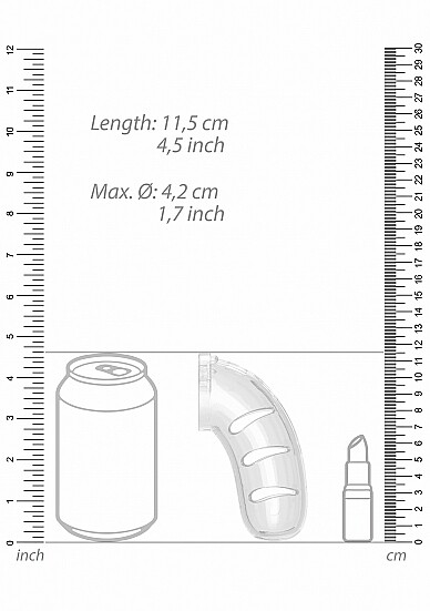 ManCage Model 11 Chastity Device Cock Cage w/ Anal butt plug 4.5in Clear BDSM