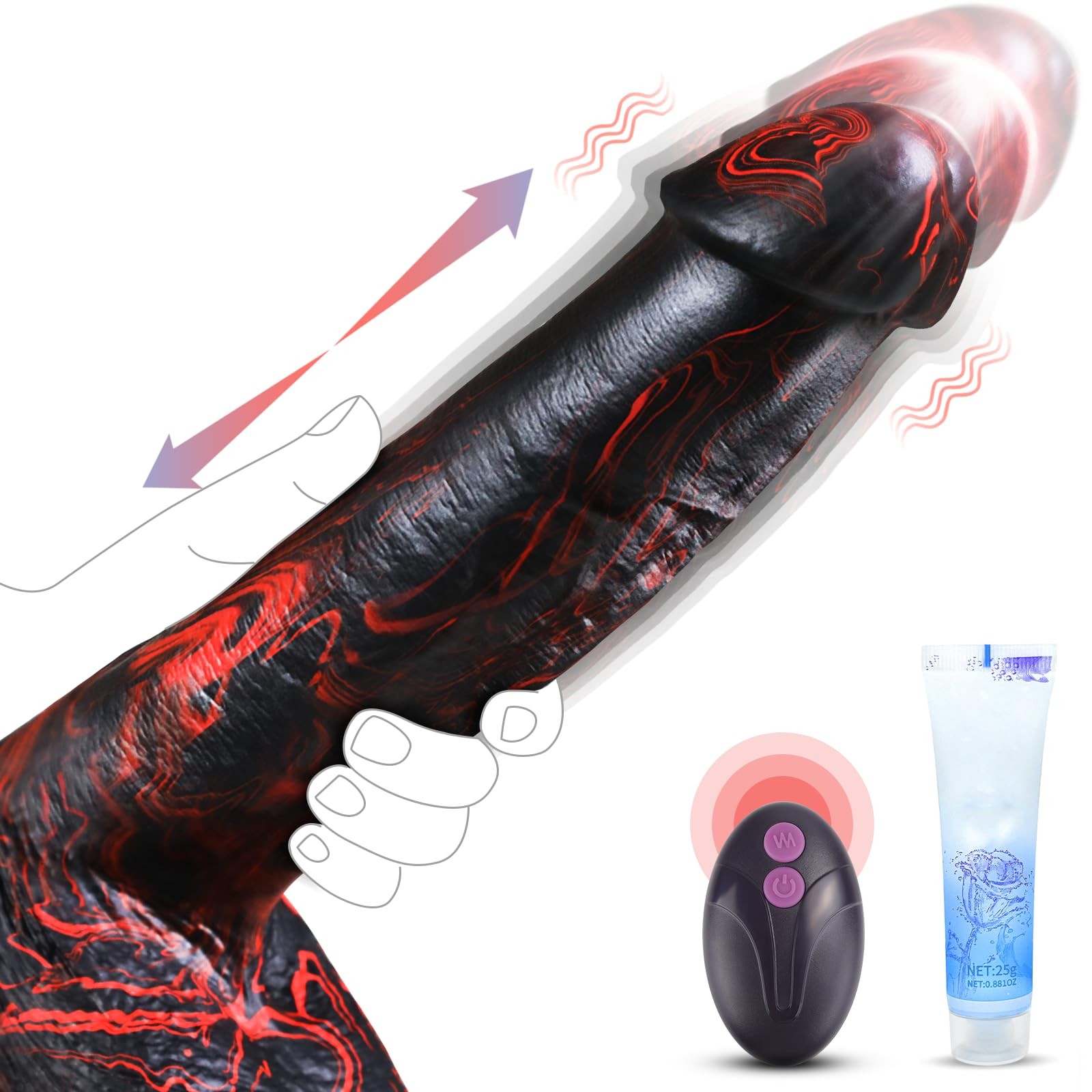 Realistic Trusting Dildo Sex Toys 10” Thick Dildos Vibrator with Thrusting S…