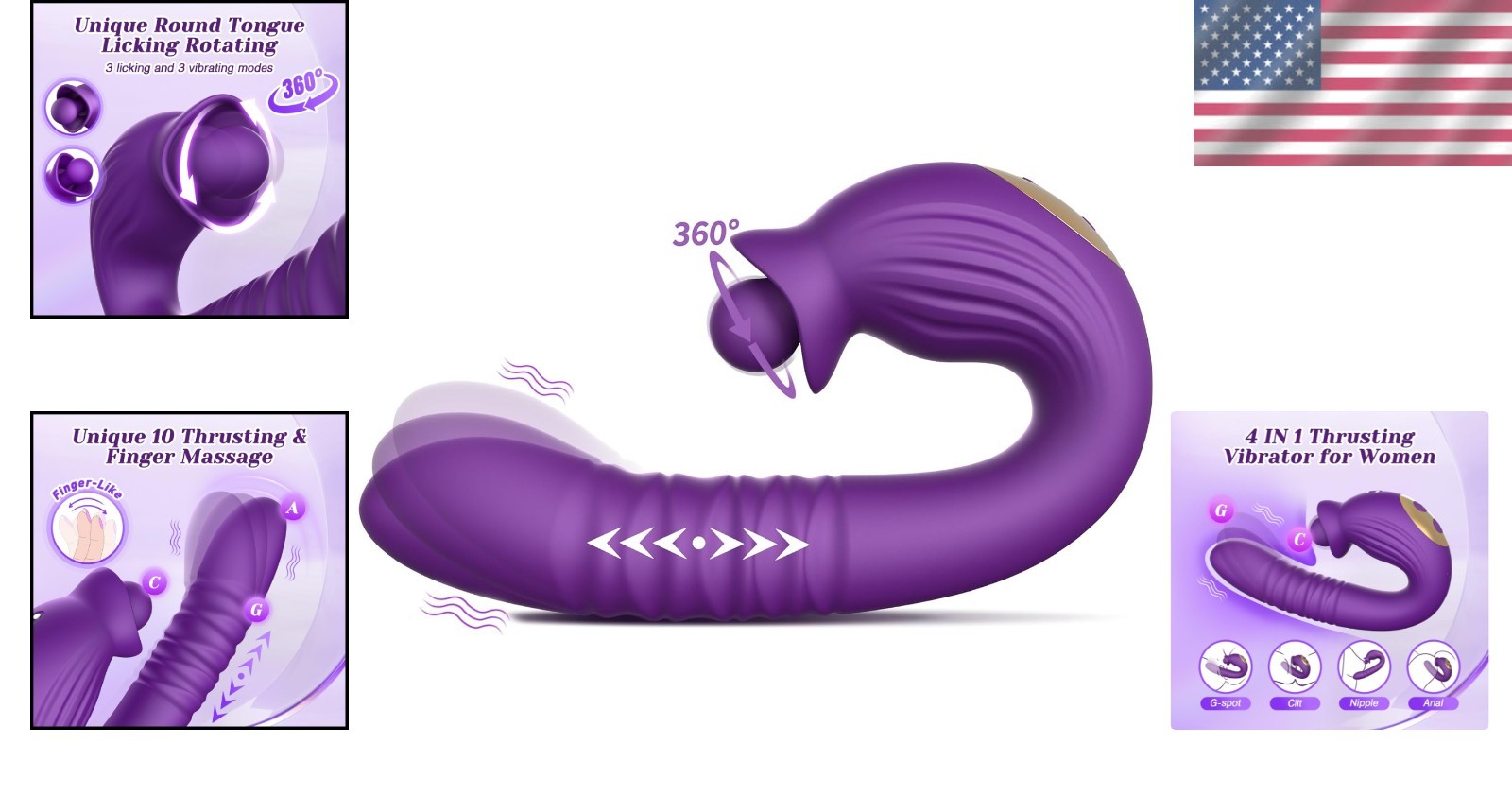 Quiet Multi Functional Vibrator for Women with G Spot and Clitoral Stimulation