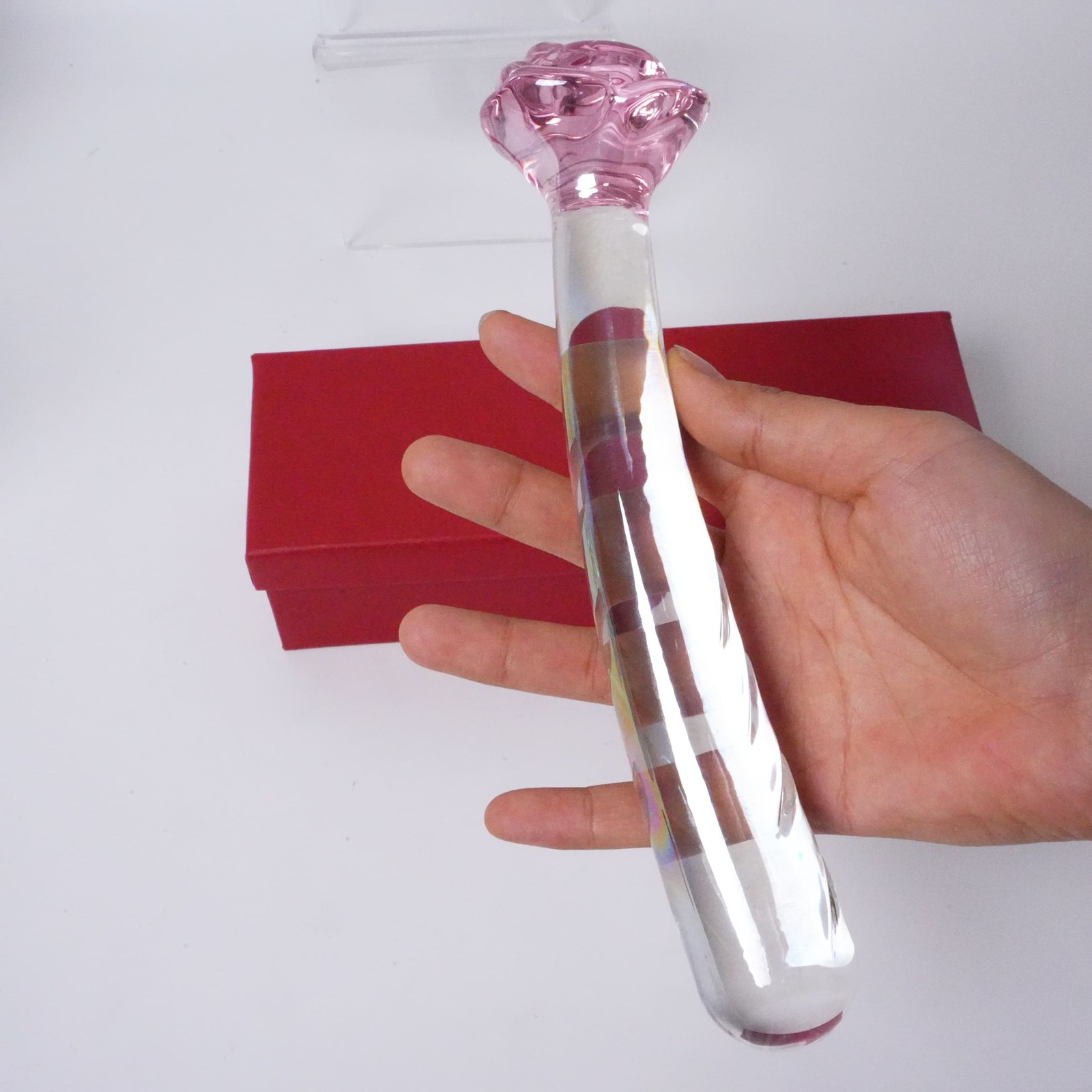 Glass Anal Plug Butt Trainer Roses Base G-Spot Massager Stick Dilator Sex Toy