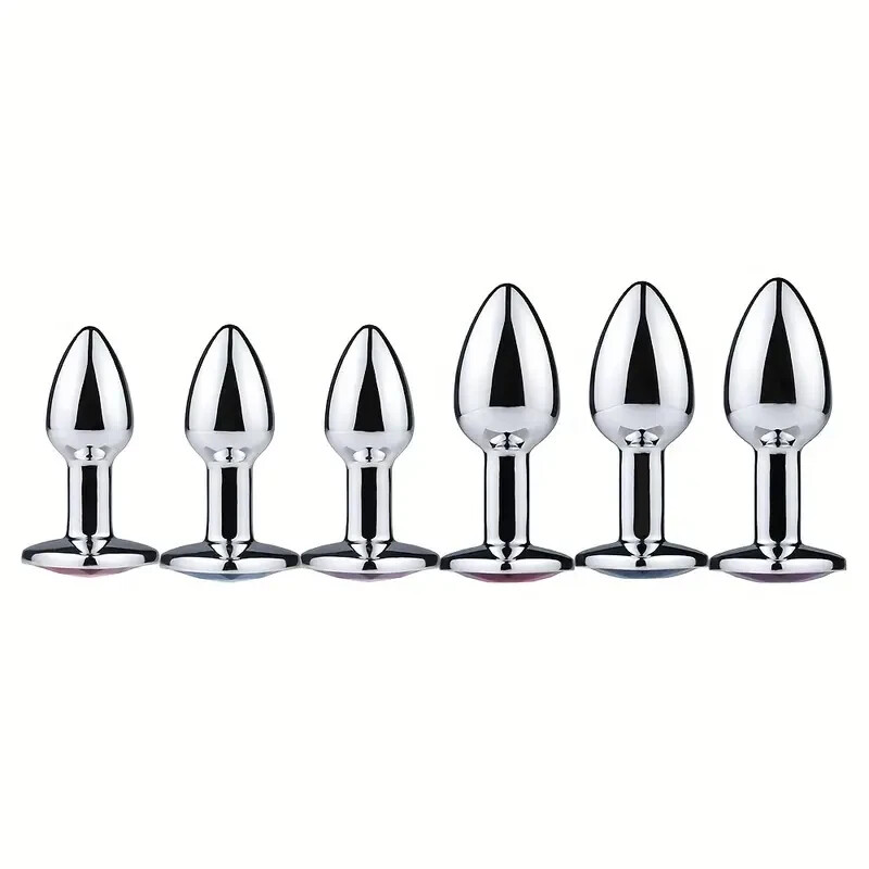 Metal Anal Plug with Gem Base – Beginner to Expert – 5 Sizes – Sexy & Discreet