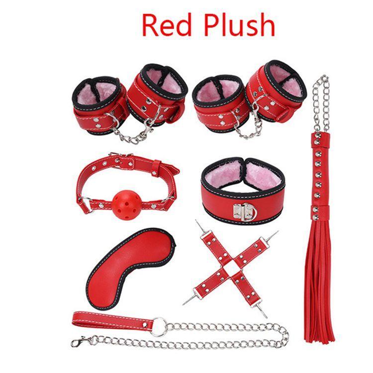 Collar Whip Hand Ankle Cuffs Restraints Straps Bondage SM Tool 8pcs Bondage Set
