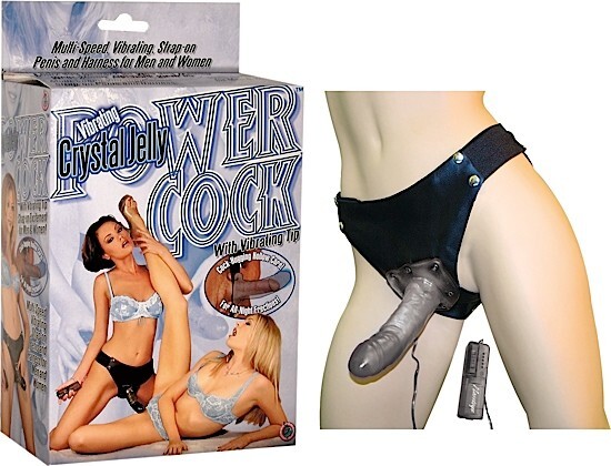 CRYSTAL JELLY POWER COCK HOLLOW STRAP ON VIBRATING TIP DILDO FOR MEN OR WOMEN
