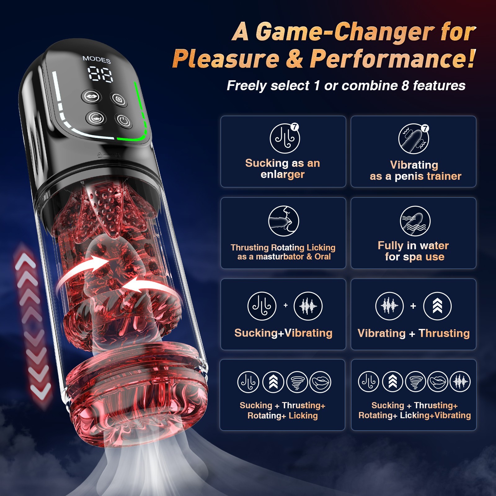 Male Masturbaters Automatic HandsFree Vibrating Cup Sucking Stroker Men Sex Toys