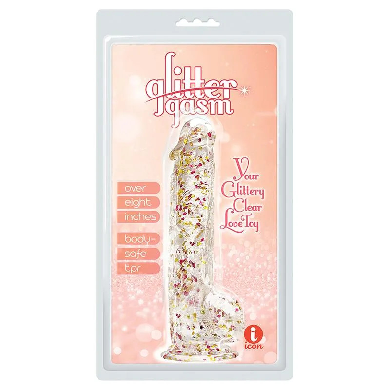 Glittergasm Dong-Red and Orange Swirl 8″